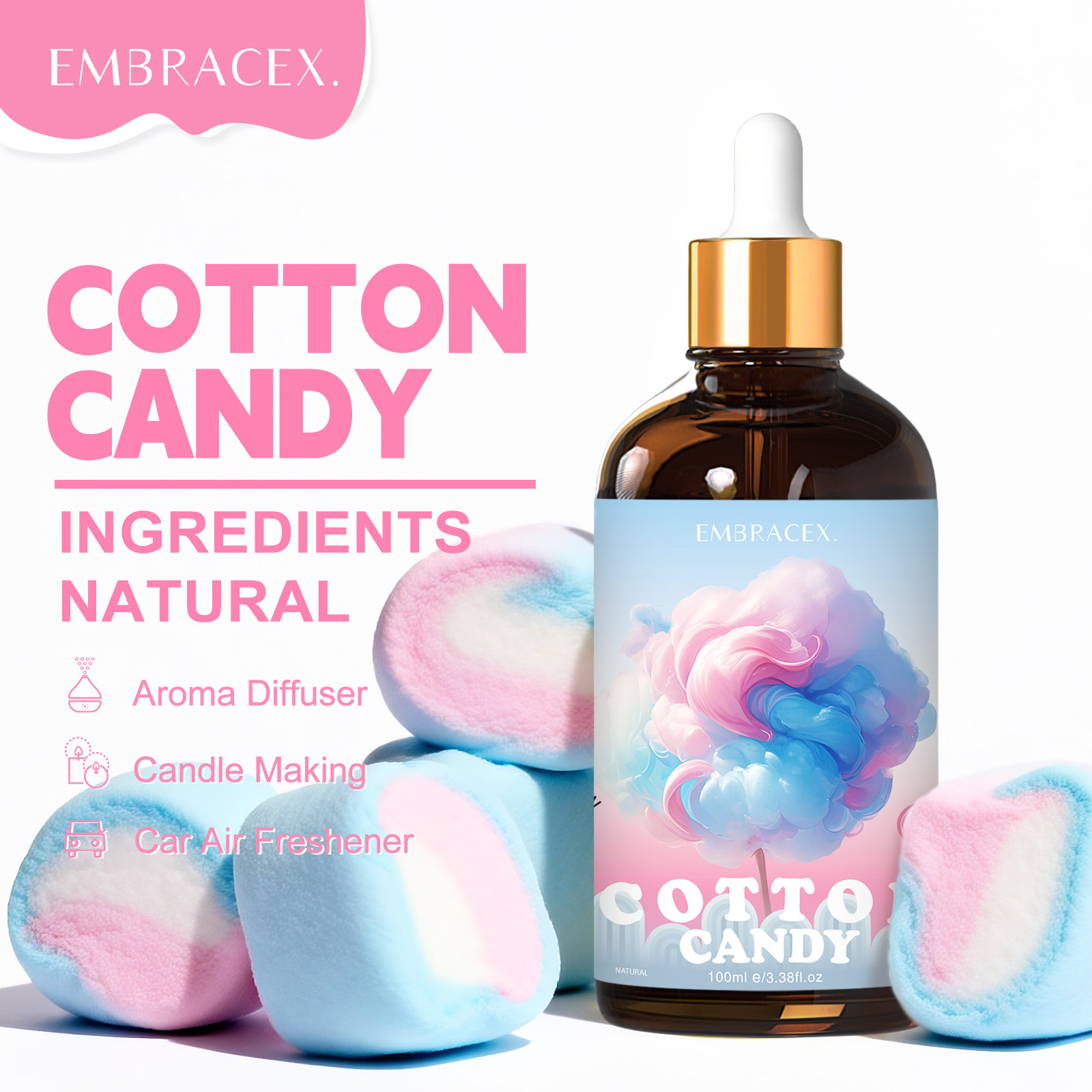 Candle Making Raw Material - 100ml 綿菓子エッセンシャルオイルディフューザーキャンドル作り、友達への贈り物、甘い香りのアロマセラピー