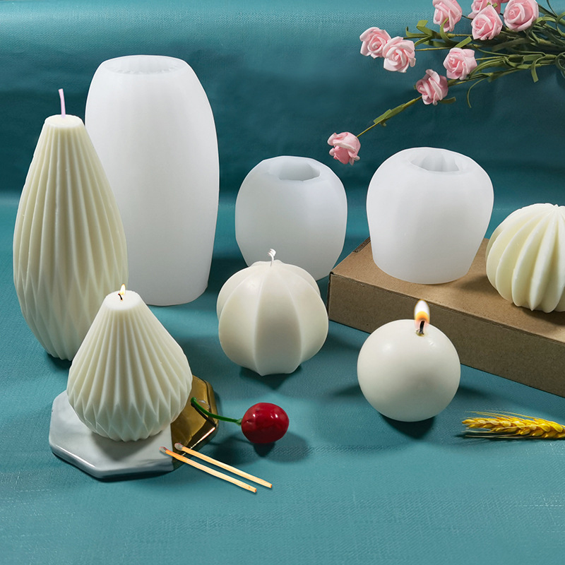 Candle Making Gel Wax - 3Dシリコンキャンドル型 幾何学模様 シリコンモールド DIY手作り蜜蝋キャンドル バスミニソープ ローションバー
