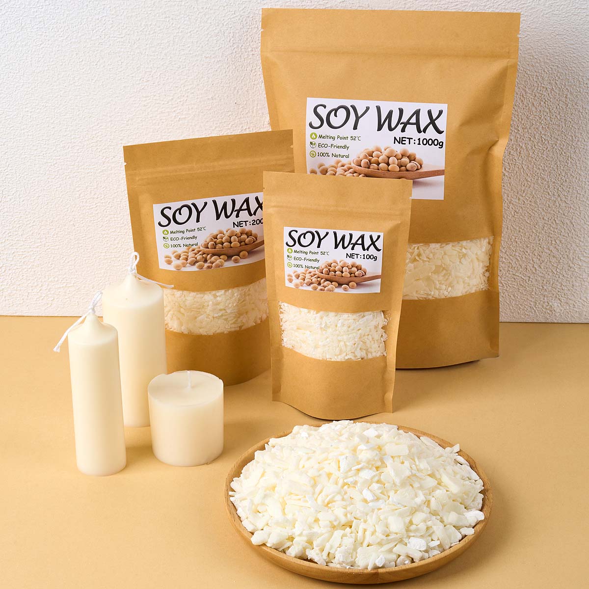 Candle Making Raw Material - 1 ポンドピュアホワイト大豆ワックス DIY 手作りキャンドル工芸品 100% 無添加香りキャンドル原料作成用品キット