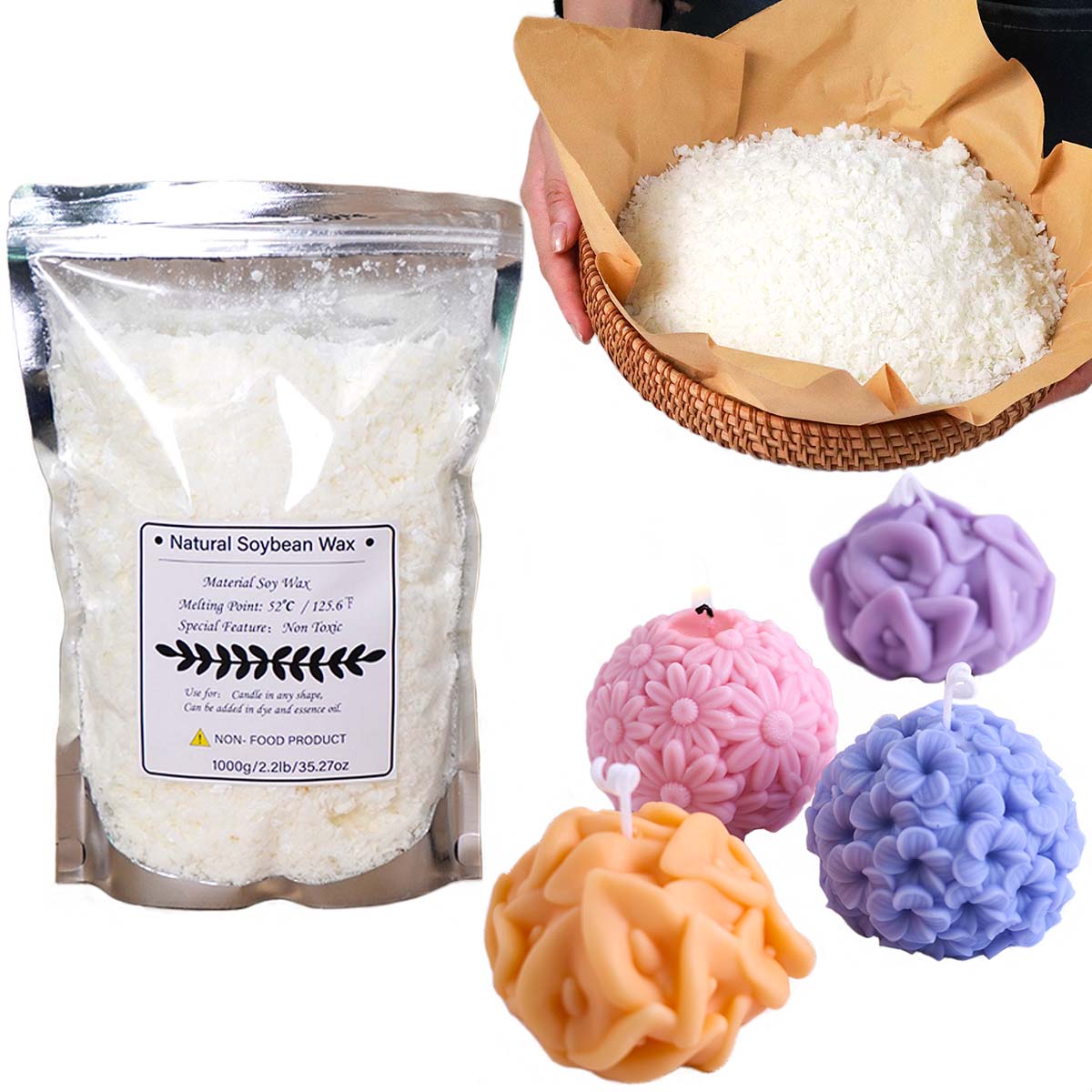 Candle Making Raw Material - 100/250/500/1000 グラム天然大豆ワックスフレーク DIY 手作りキャンドル工芸品無添加香りキャンドル原料作成キット