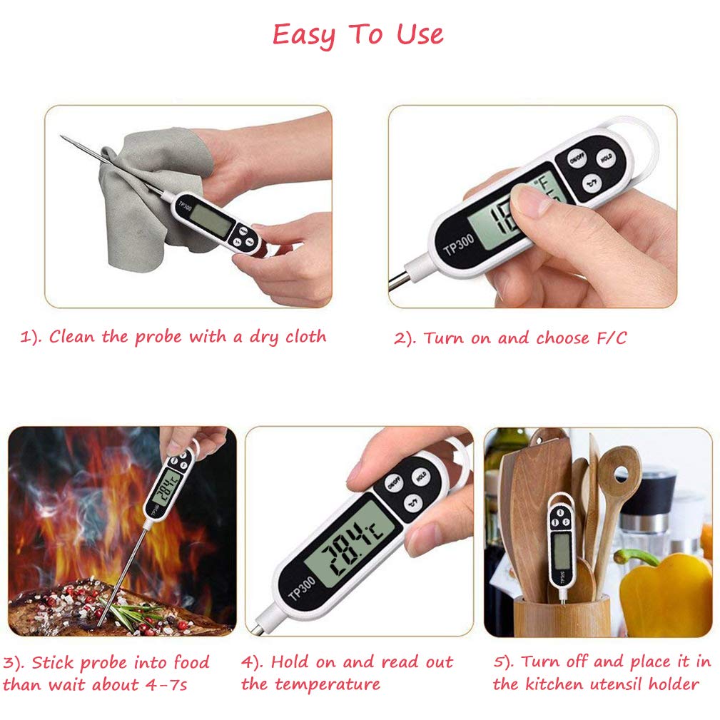 デジタル肉用温度計、キッチンBBQ用、長尺プローブ付きインス - Thermometer Candy Candle のレビューと価格