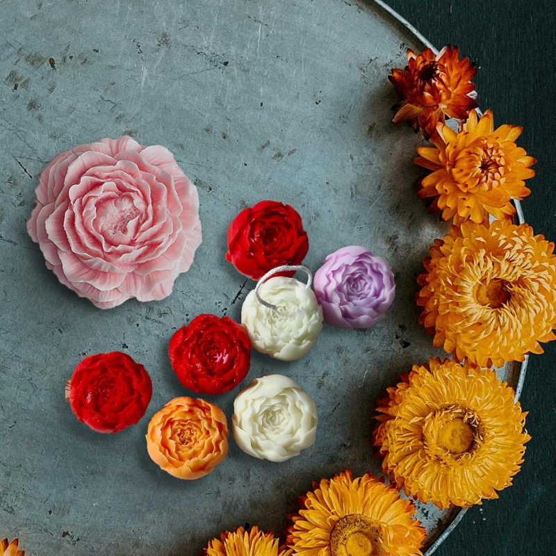5点セットDIYフラワーキャンドルシリコンモールド、香り付き - Candle Making Gel Wax のレビューと価格