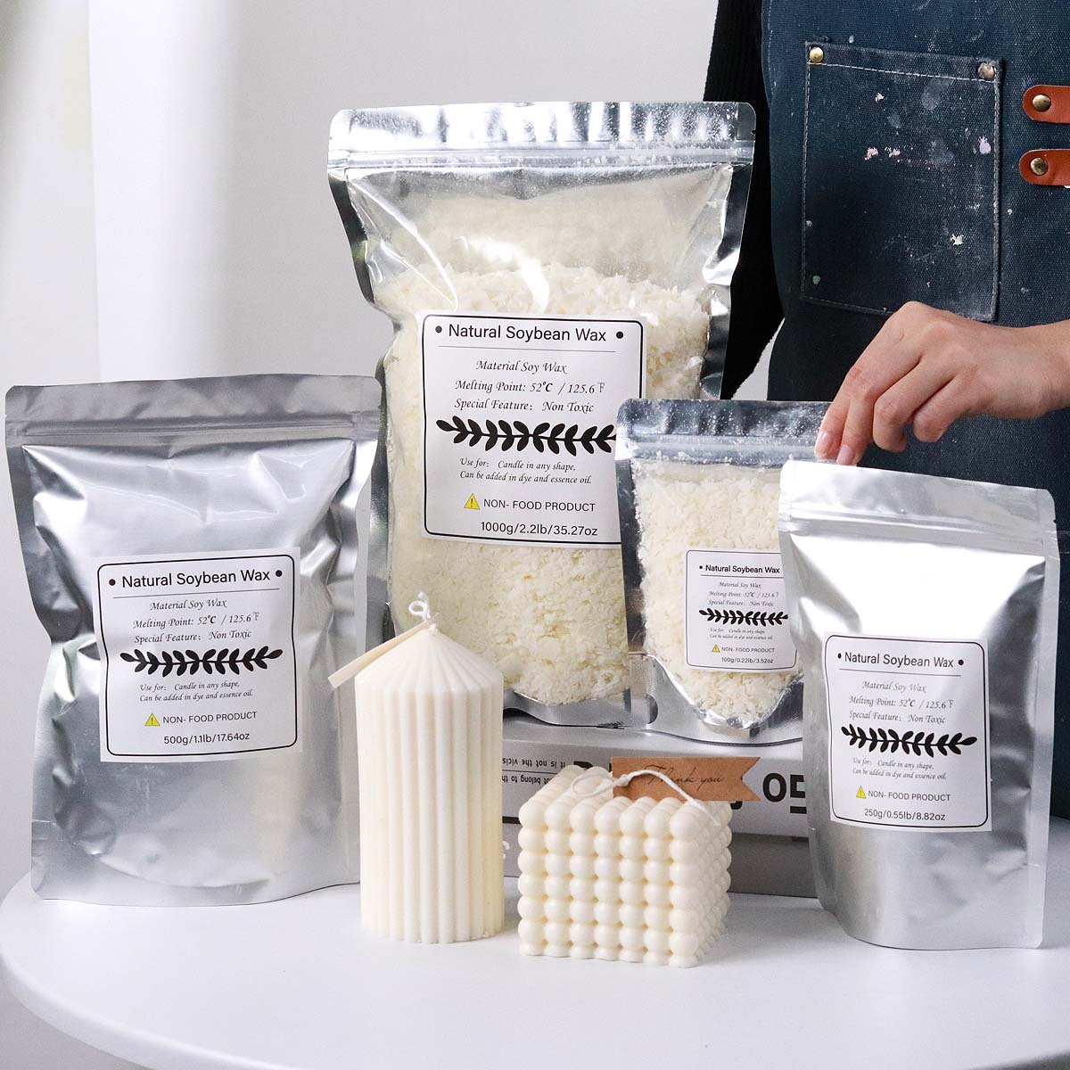 100/250/500/1000 グラム天然大豆ワックスフレ - Candle Making Raw Material のレビューと価格