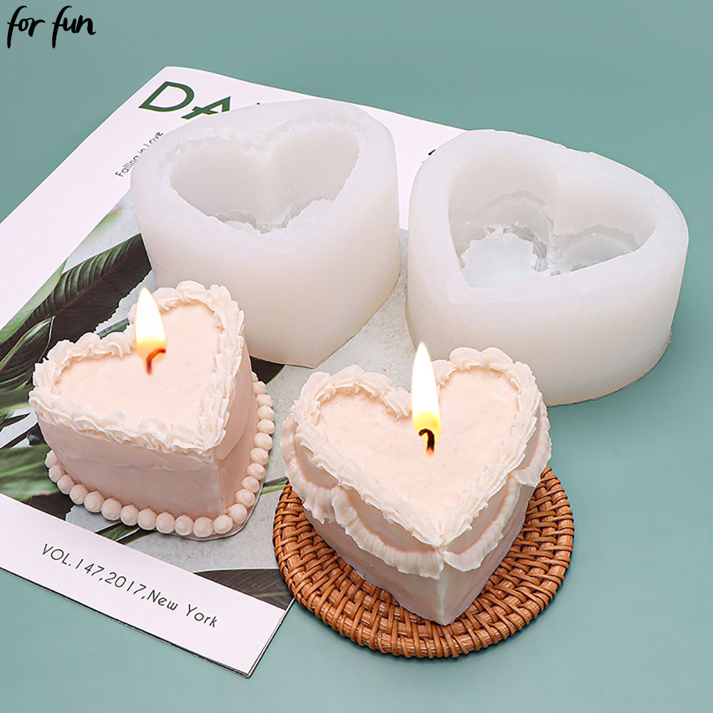 楽しいハートケーキ型キャンドルシリコーン型 DIY 手作り石 - Candle Making Gel Wax のレビューと価格