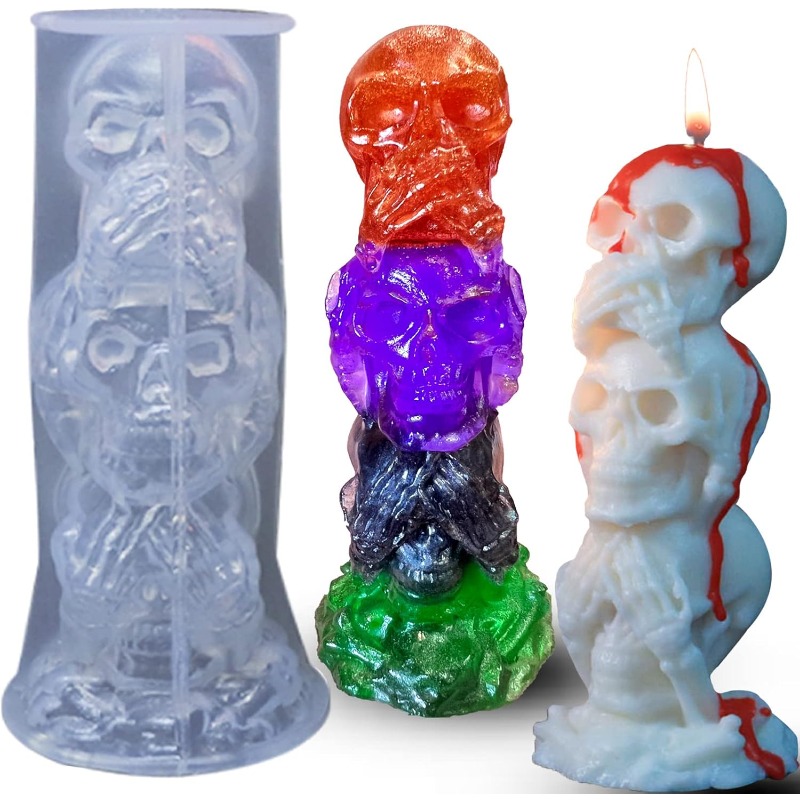 トリプルスカル 3D シリコーンキャンドルモールド DIY  - Candle Making Event のレビューと価格