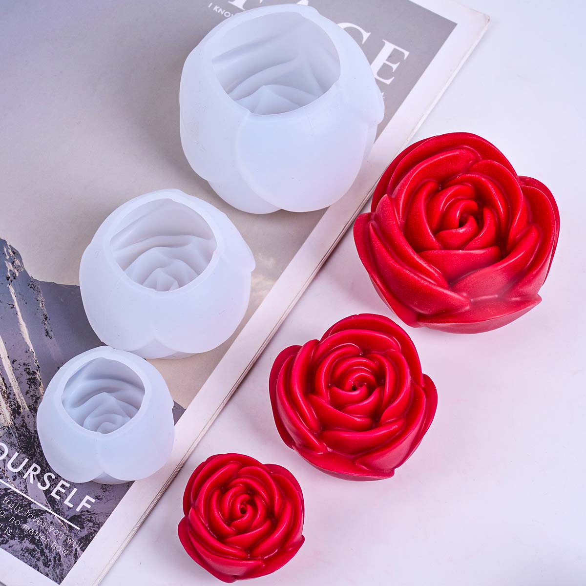 3D 花の形のシリコーンキャンドルモールド DIY ロマンチ - Candle Making Gel Wax のレビューと価格