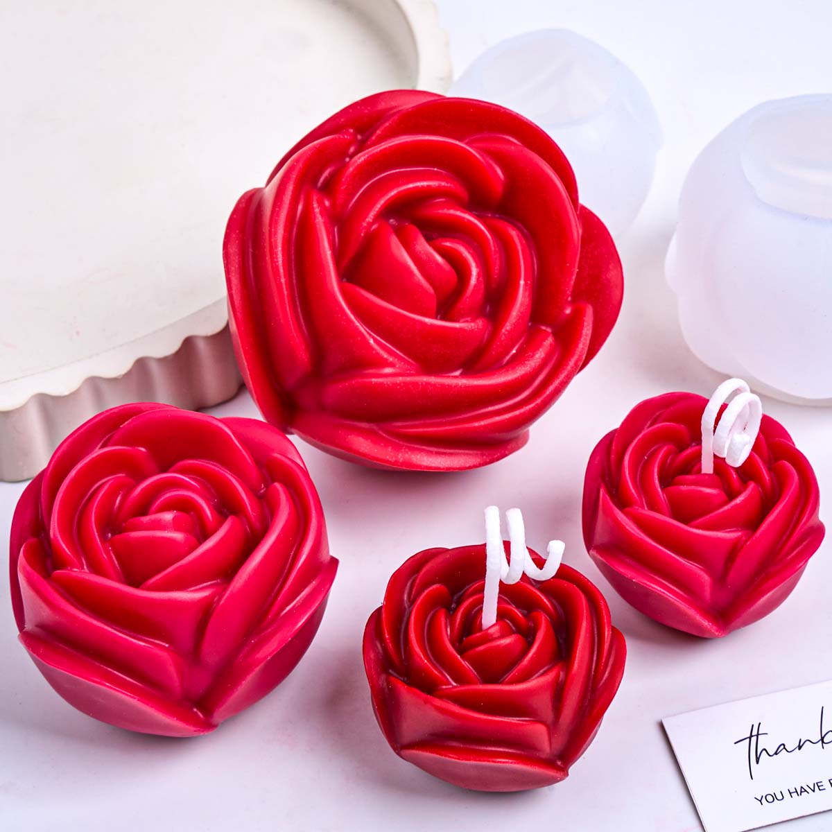 3D 花の形のシリコーンキャンドルモールド DIY ロマンチ - Candle Making Gel Wax のレビューと価格