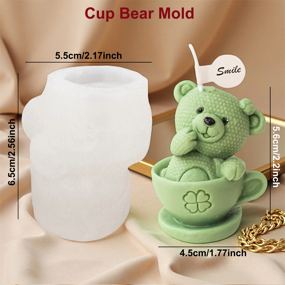 テディベアカップシリコンモールド漫画クマキャンドルソープモー - Candle Making Gel Wax のレビューと価格